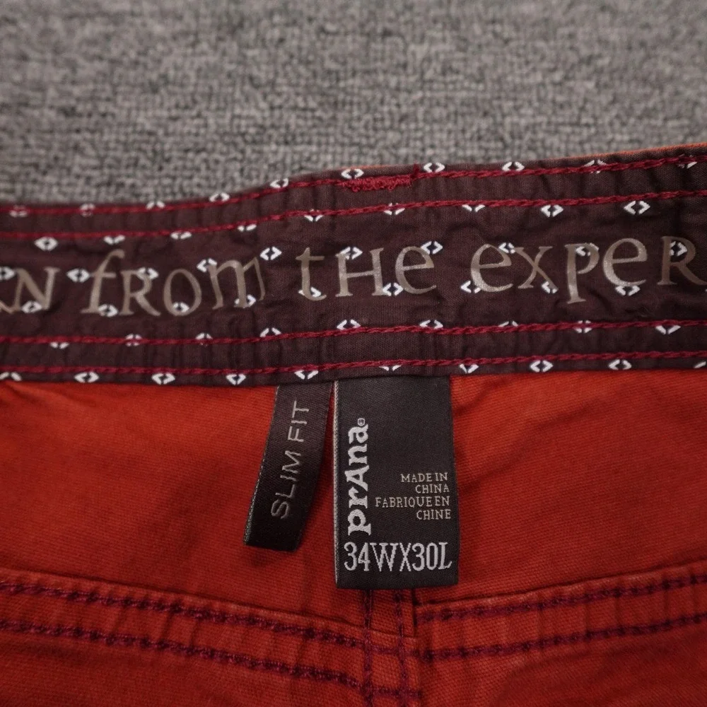 PrAna Pants Mens 34x29 Orange Slim Fit Organic Cotton Stretch Chino Casual